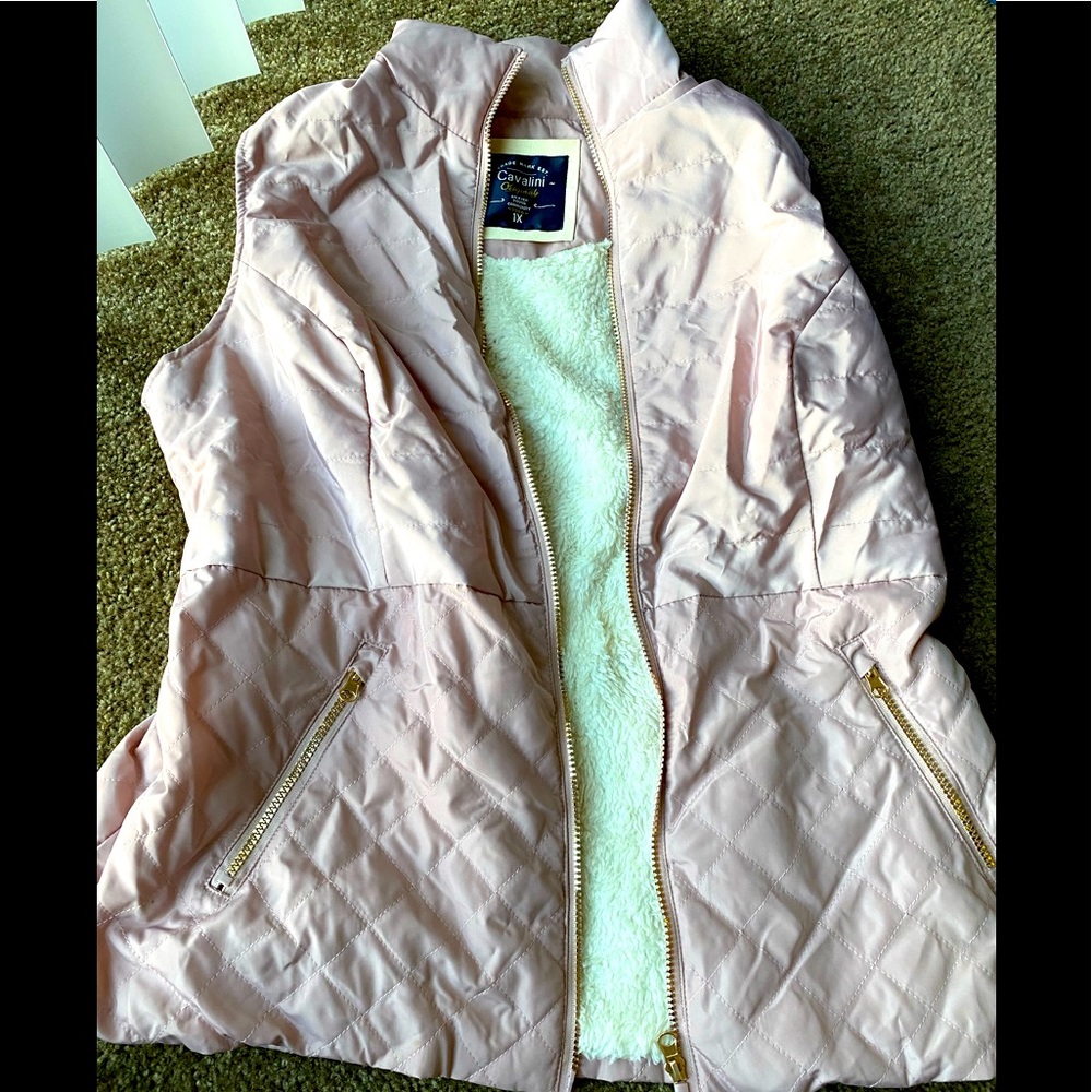 Cavalini 1X Pink/Mauve faux fur lined vest